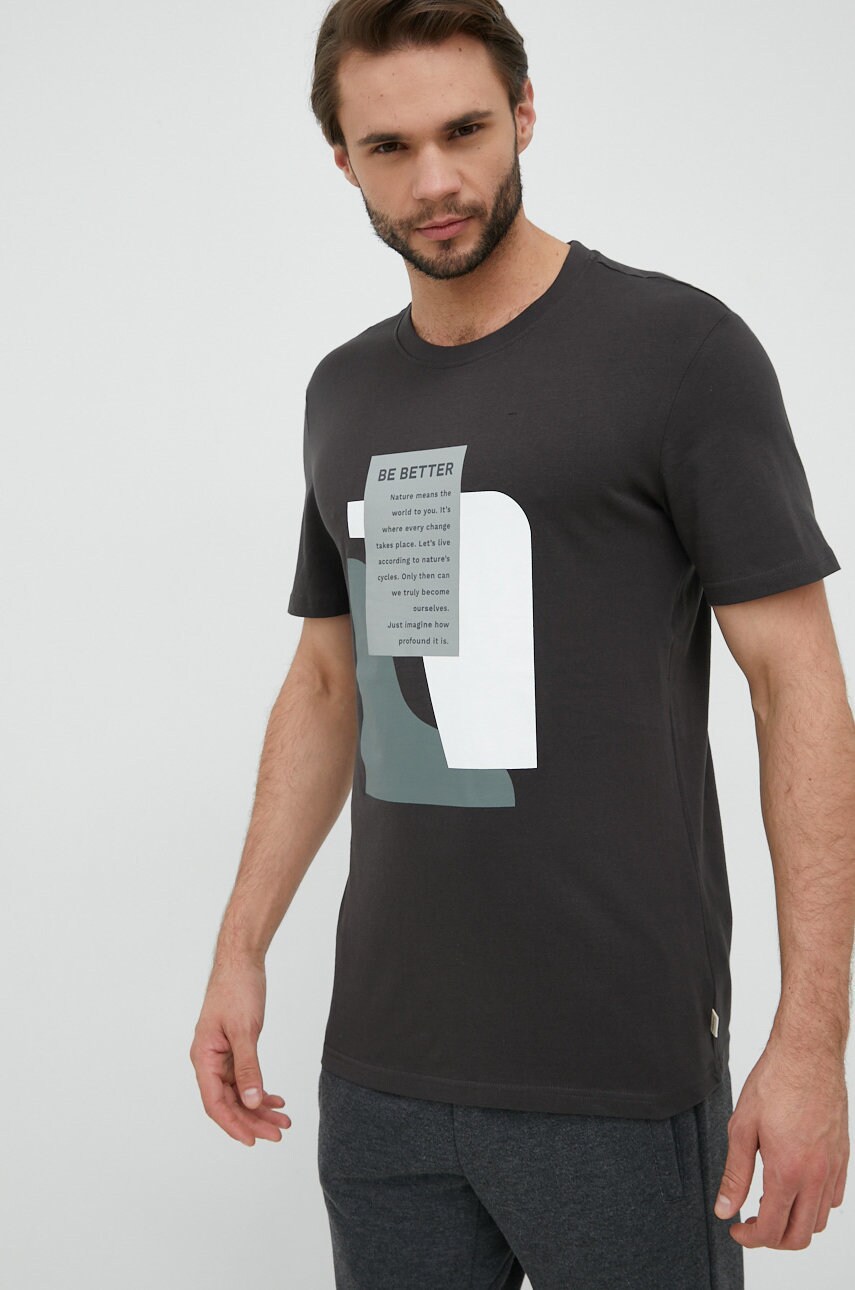 Outhorn tricou din bumbac culoarea gri, cu imprimeu