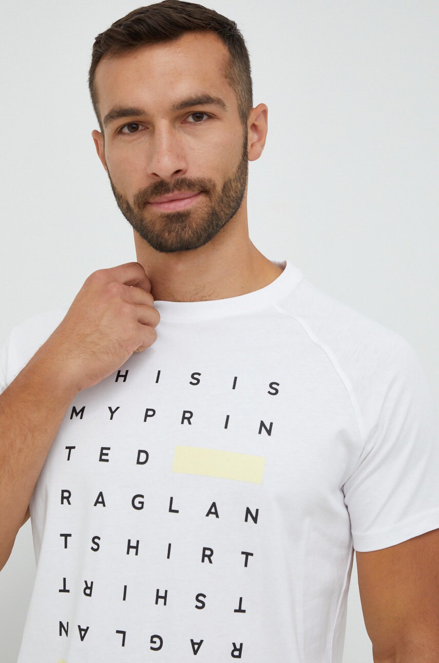 Outhorn tricou din bumbac culoarea alb, cu imprimeu