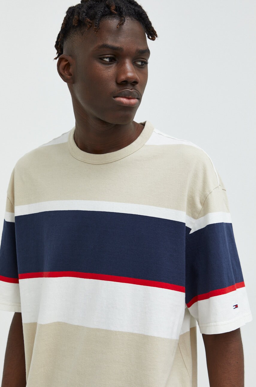 Tommy jeans tricou din bumbac culoarea bej, modelator