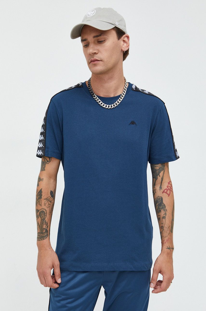 Kappa tricou din bumbac culoarea albastru marin, cu imprimeu