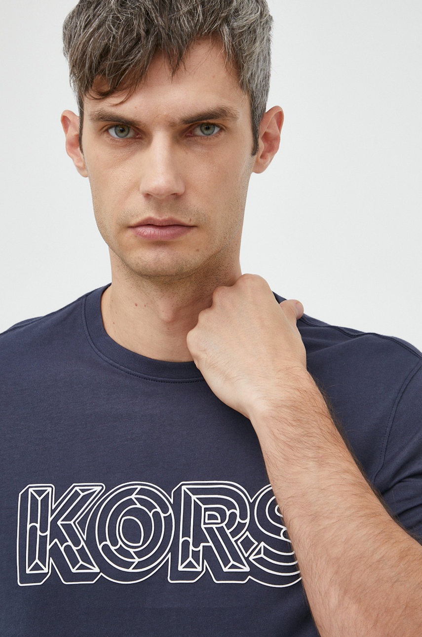 

Памучна тениска Michael Kors в тъмносиньо с апликация, Тъмносин