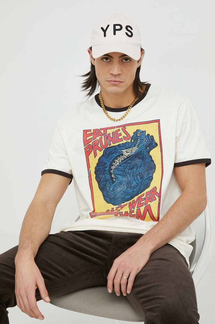 Wrangler t-shirt bawełniany x Leon Bridges kolor beżowy z nadrukiem