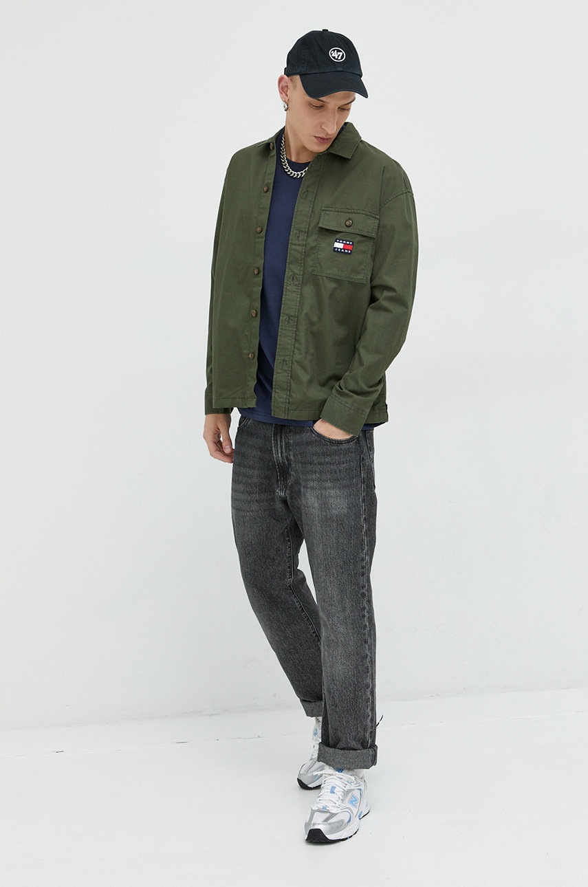 

Бавовняна футболка Tommy Jeans колір синій з аплікацією