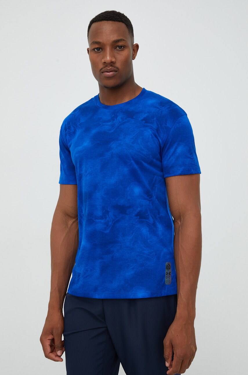 Under armour tricou de alergare run anywhere , culoarea albastru marin, modelator