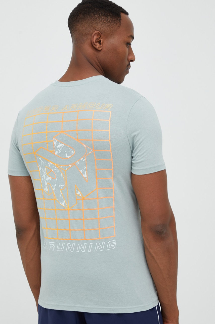 Under armour tricou gradient grid barbati, culoarea turcoaz, cu imprimeu