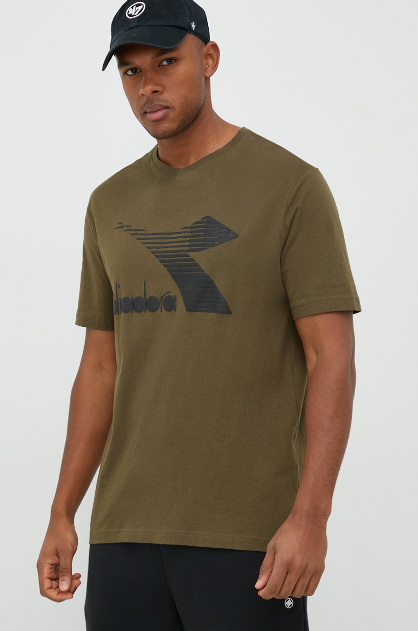 

Памучна тениска Diadora в зелено с принт, Зелен