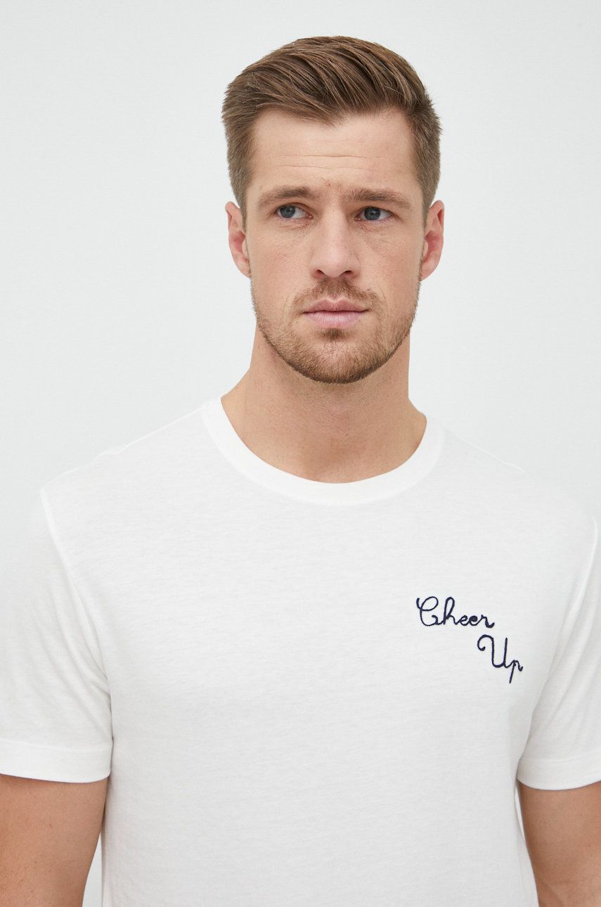 E-shop Bavlněné tričko United Colors of Benetton bílá barva, s aplikací