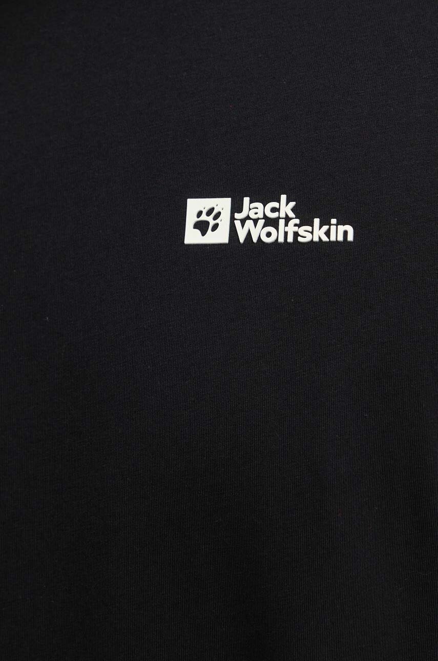 Βαμβακερό μπλουζάκι Jack Wolfskin Essential χρώμα: μαύρο, 1808382 φωτογραφία
