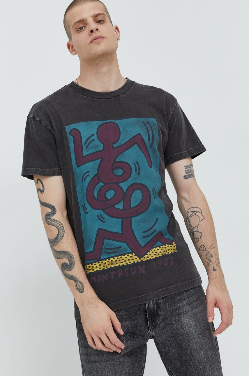 Abercrombie & Fitch t-shirt bawełniany kolor szary z nadrukiem