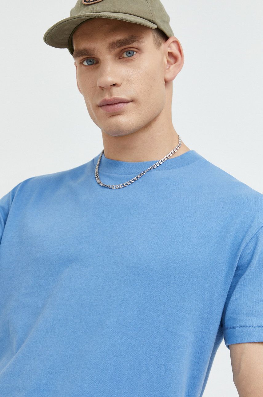 Bavlněné tričko Abercrombie & Fitch - modrá -  100% Bavlna