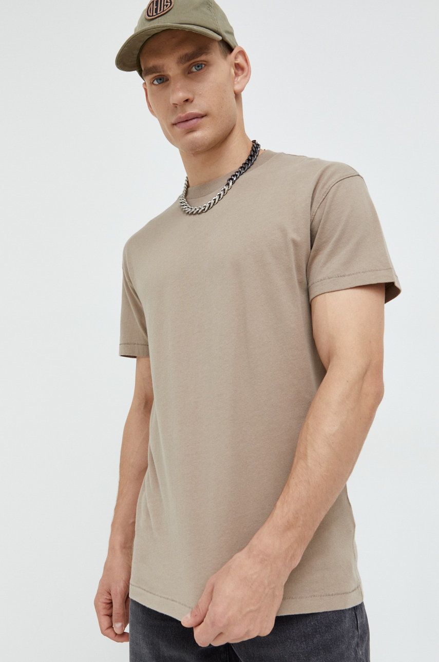 Bavlněné tričko Abercrombie & Fitch béžová barva - béžová -  100% Bavlna