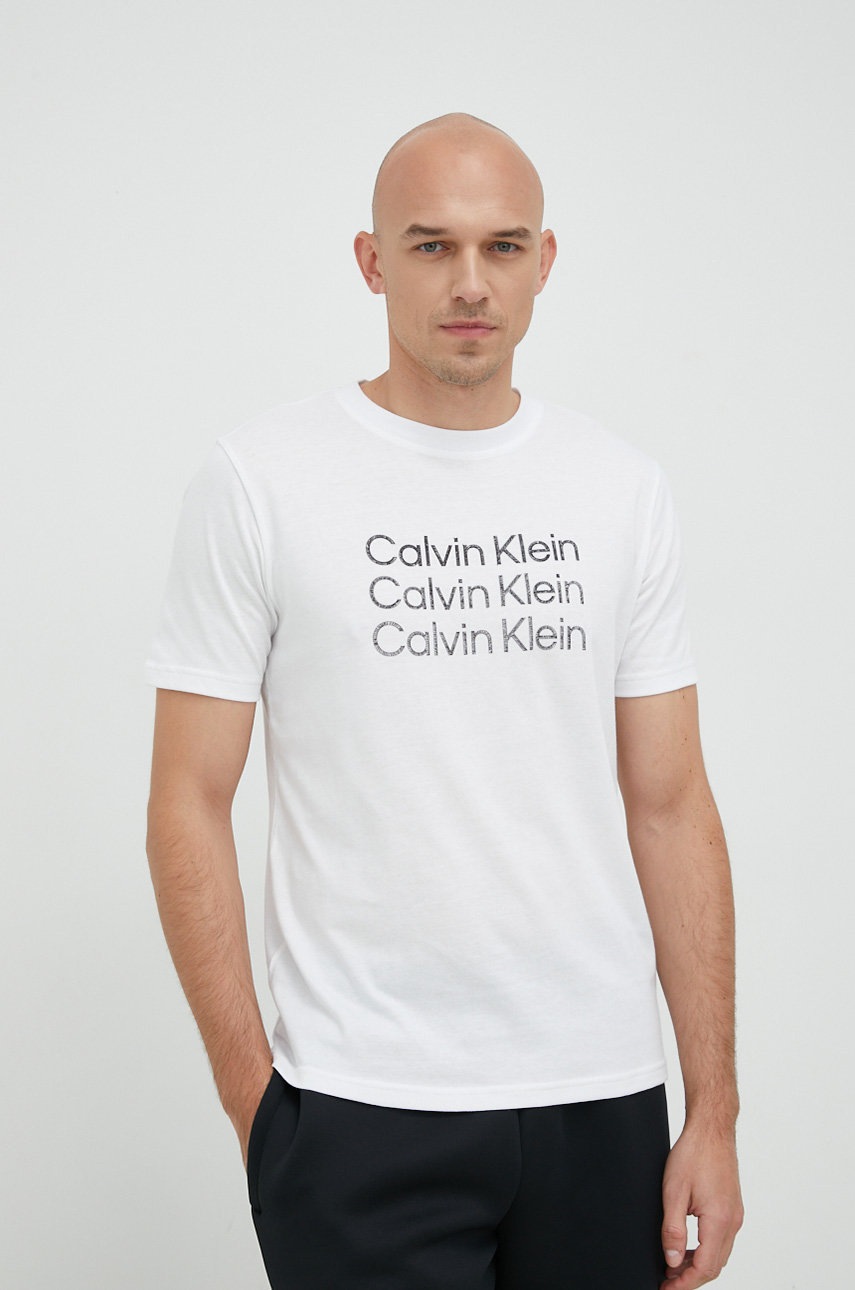

Тениска за трениране Calvin Klein Performance в бяло с принт, Бял