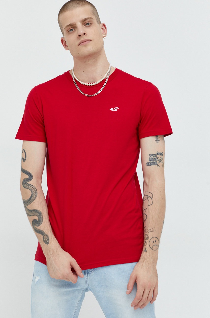 

Памучна тениска Hollister Co. в бяло с изчистен дизайн, Бял