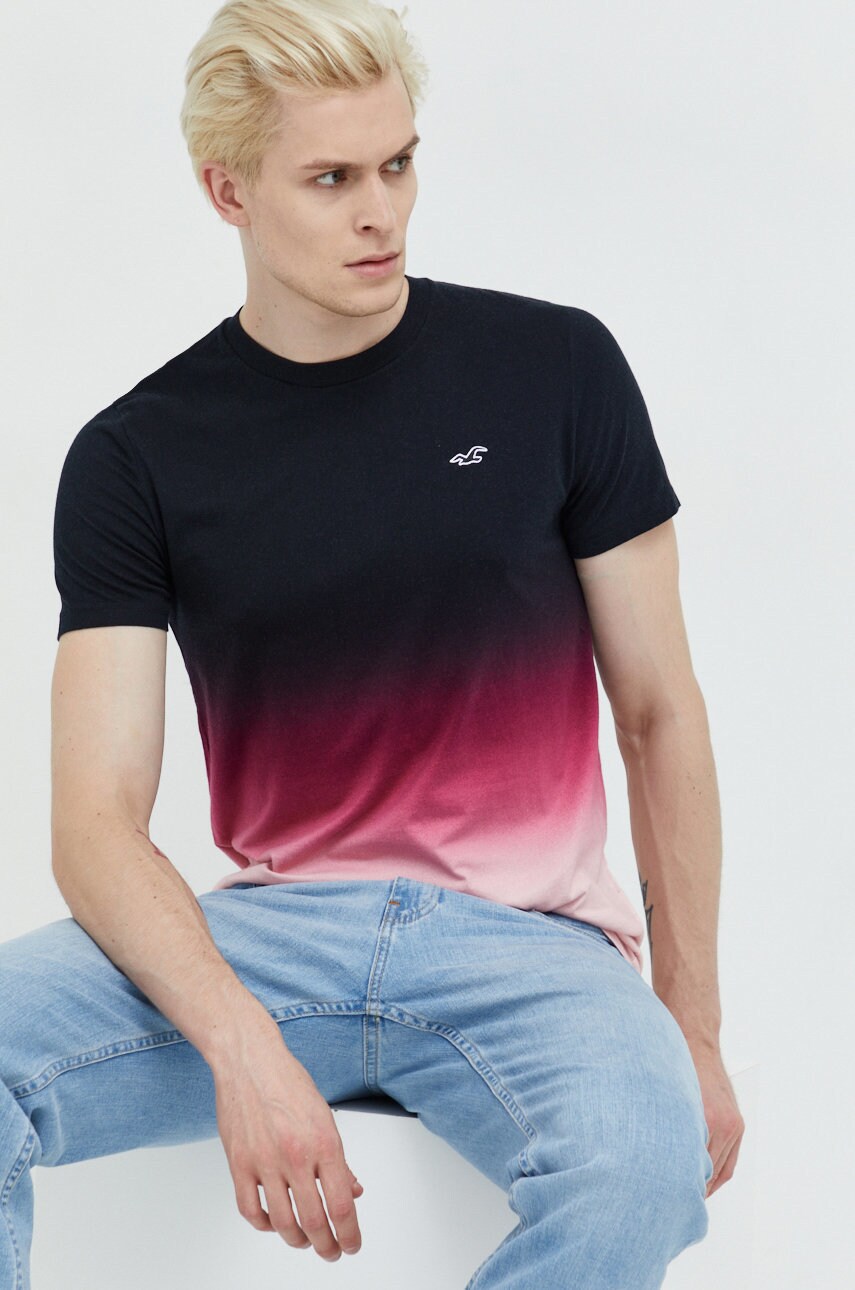 

Памучна тениска Hollister Co. в лилаво с десен, Виолетов