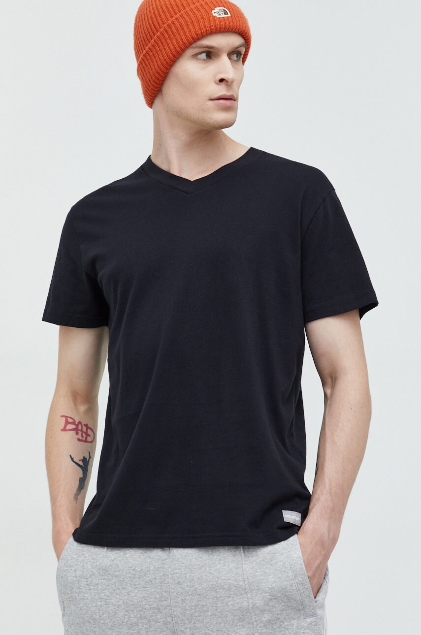 Hollister co. tricou din bumbac culoarea negru, neted