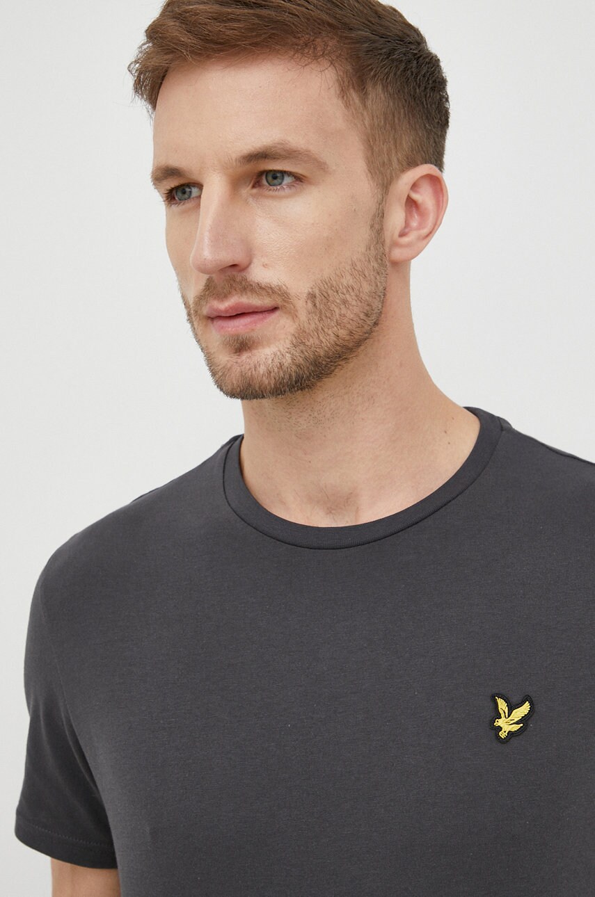 Lyle & scott tricou din bumbac culoarea gri, cu imprimeu