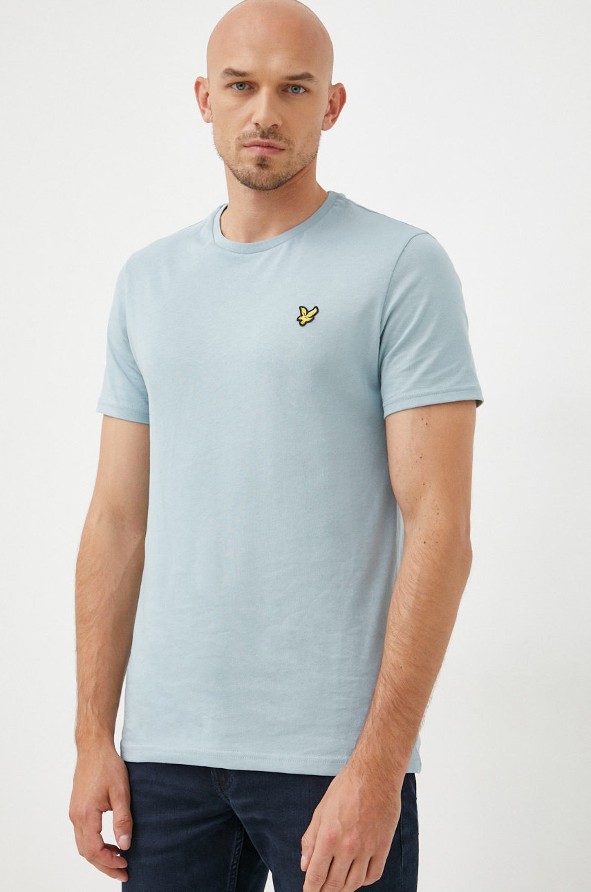 

Памучна тениска Lyle & Scott с изчистен дизайн, Син