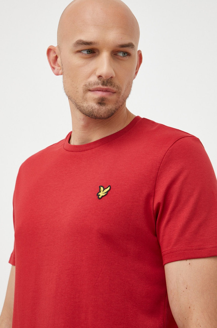 

Памучна тениска Lyle & Scott в червено с изчистен дизайн, Червен