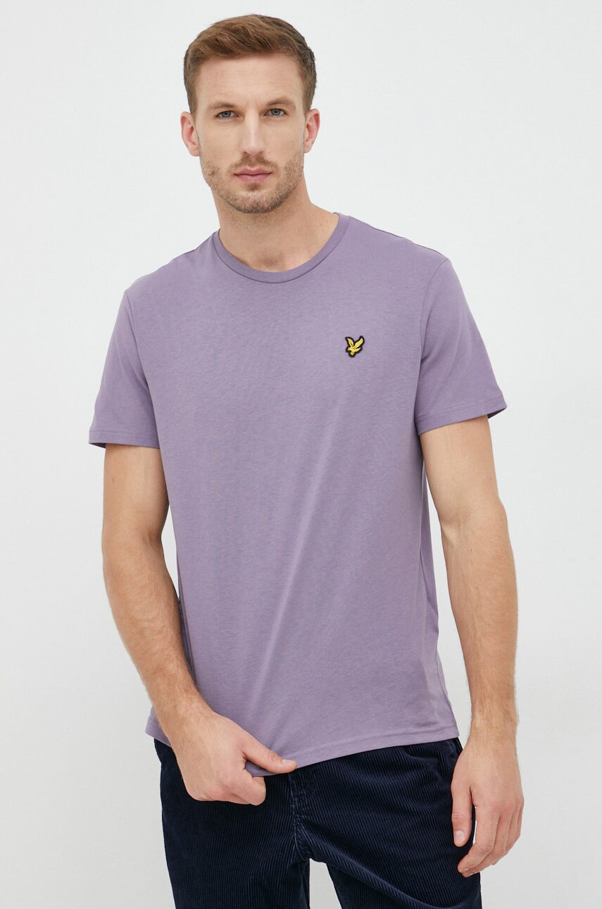 Lyle & scott tricou din bumbac culoarea violet, neted