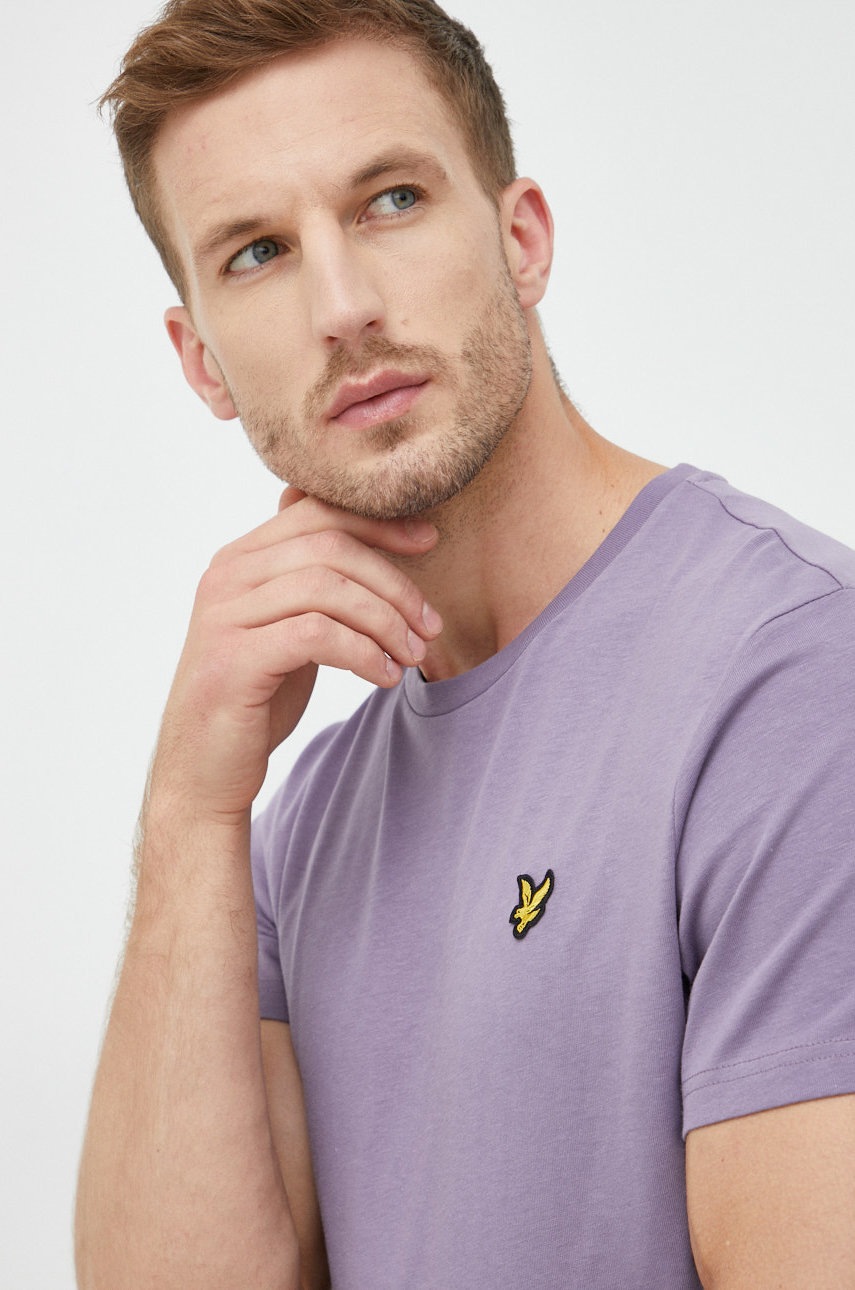 

Бавовняна футболка Lyle & Scott колір фіолетовий однотонний