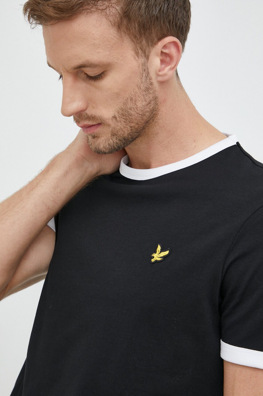 Lyle & scott tricou din bumbac culoarea negru, cu imprimeu