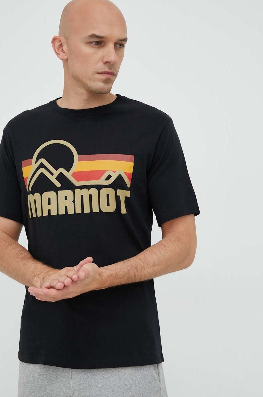 

Хлопковая футболка Marmot цвет чёрный с принтом
