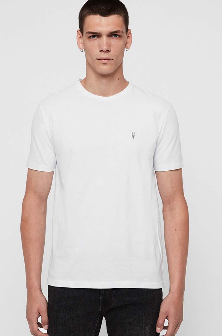 AllSaints tricou din bumbac culoarea alb, neted