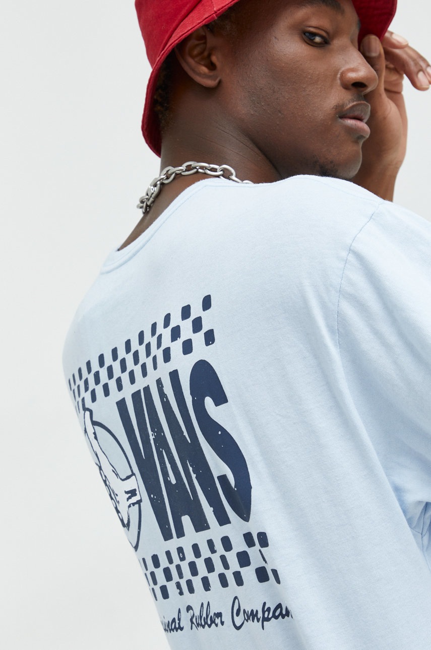 

Памучна тениска Vans с принт, Син