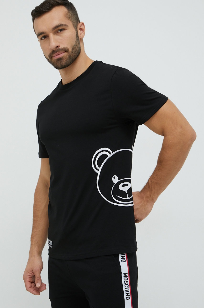 

Тениска Moschino Underwear в черно с апликация, Черен