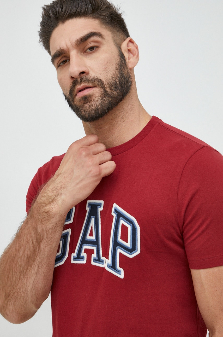 

Памучна тениска GAP в червено с апликация, Червен