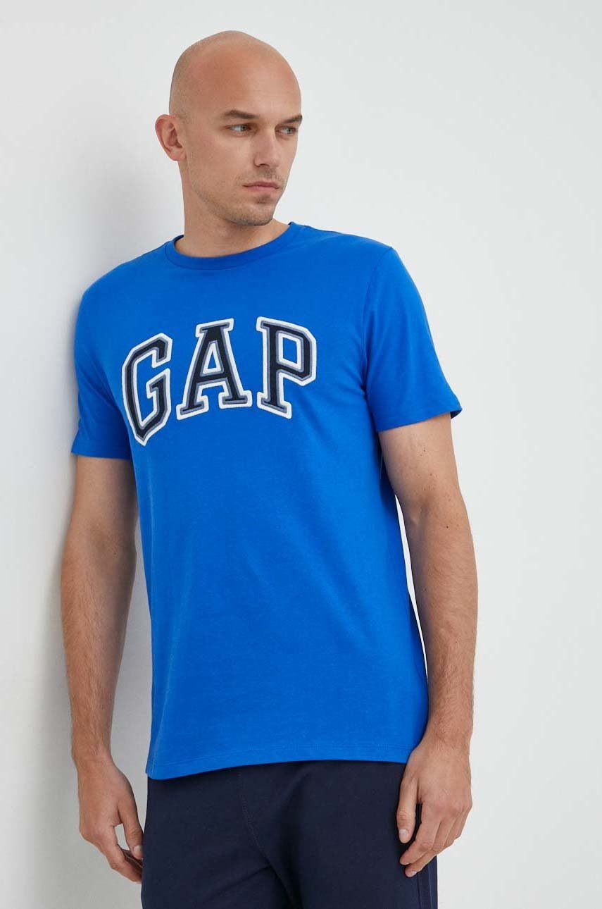 

Памучна тениска GAP с апликация, Син