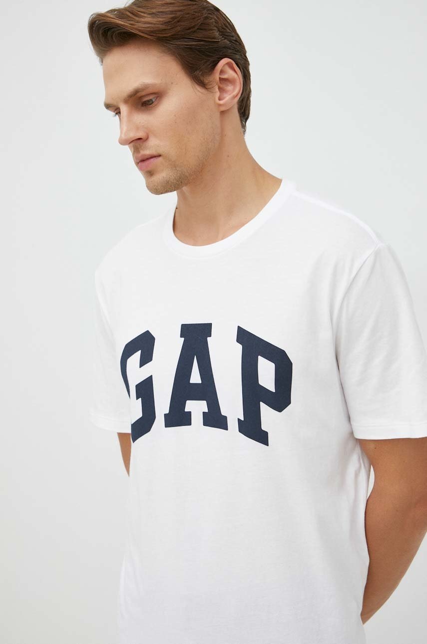 

Памучна тениска GAP в бяло с принт, Бял