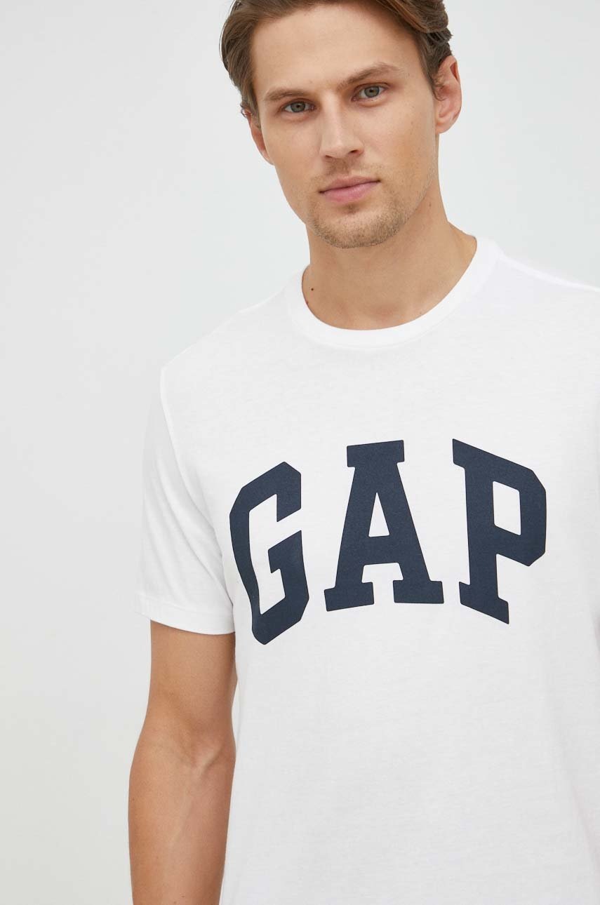 

Памучна тениска GAP (2 броя) в бяло с принт, Бял