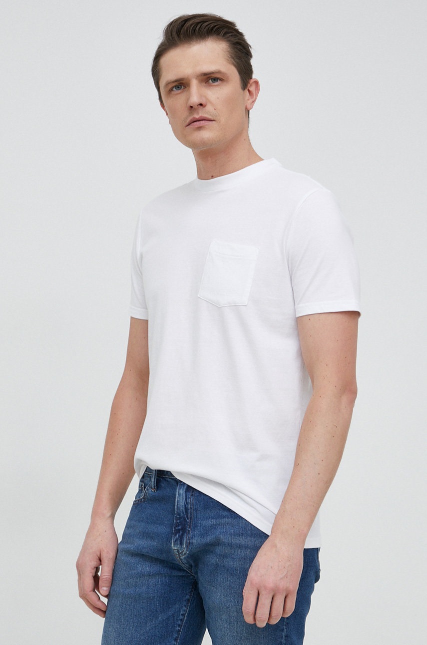 

Памучна тениска GAP в бяло с изчистен дизайн, Бял