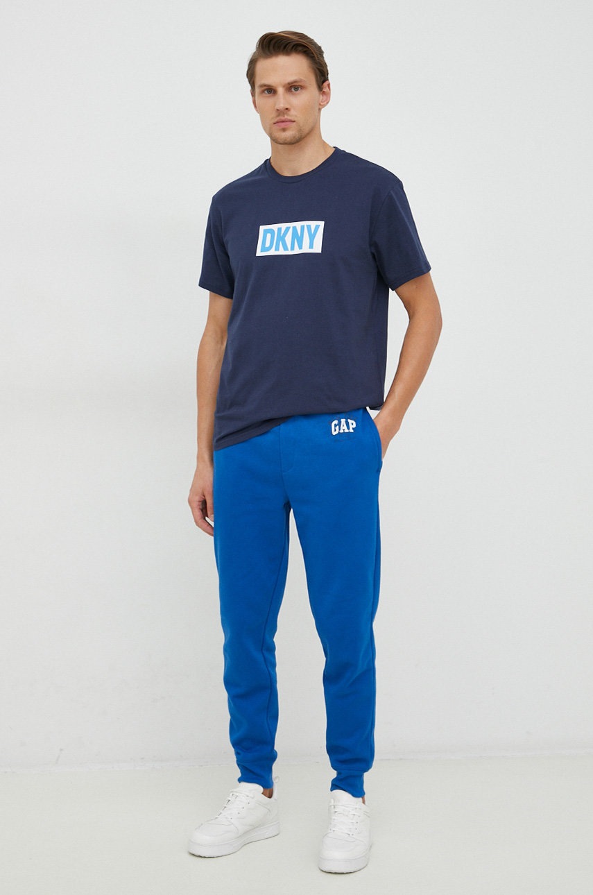 

Хлопковая футболка Dkny цвет синий с принтом
