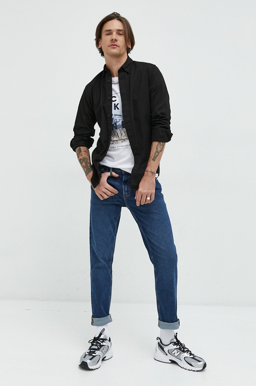 

хлопковая футболка Jack & Jones цвет белый с принтом