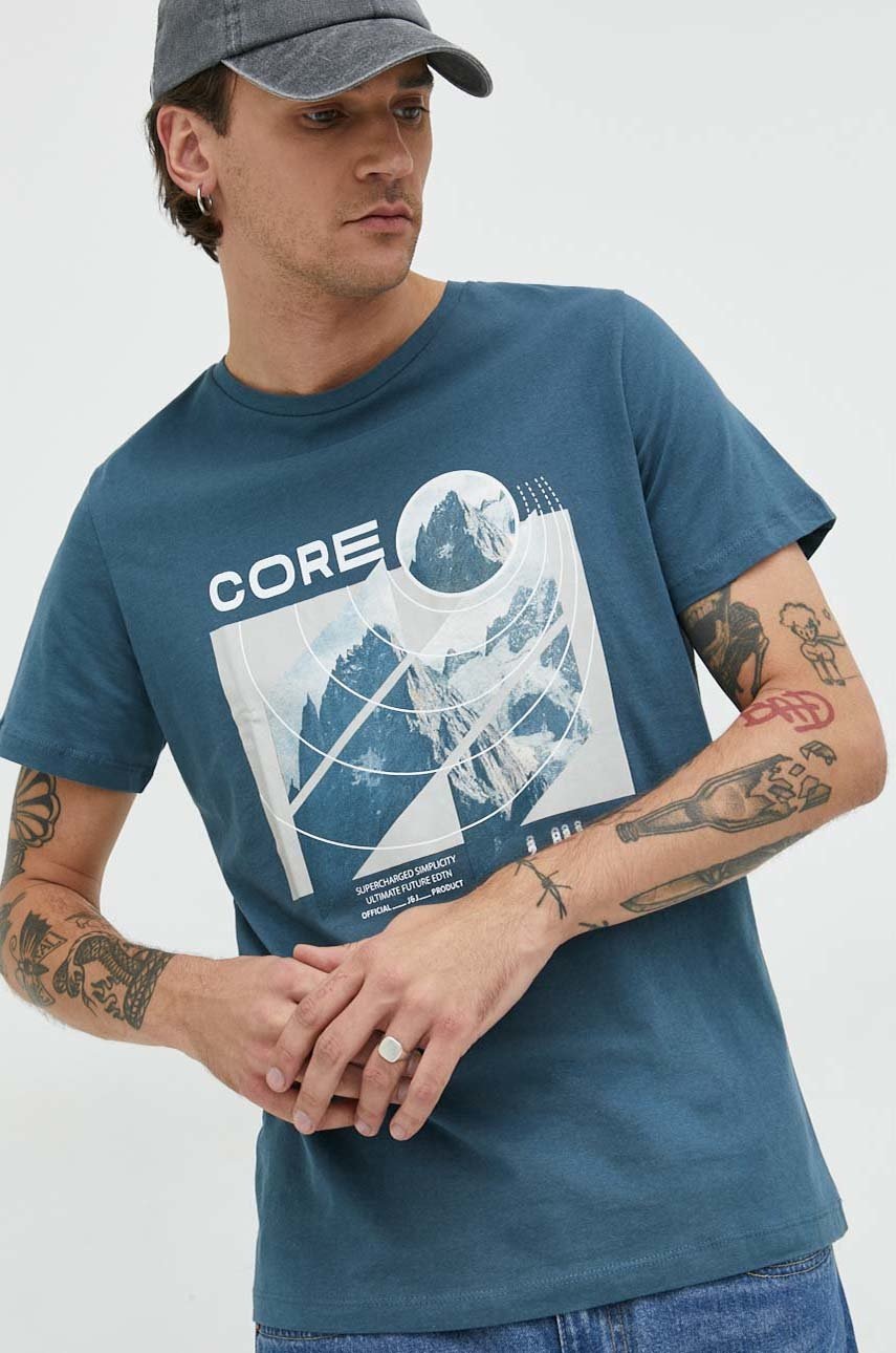 

Памучна Тениска Jack & Jones с принт, Син