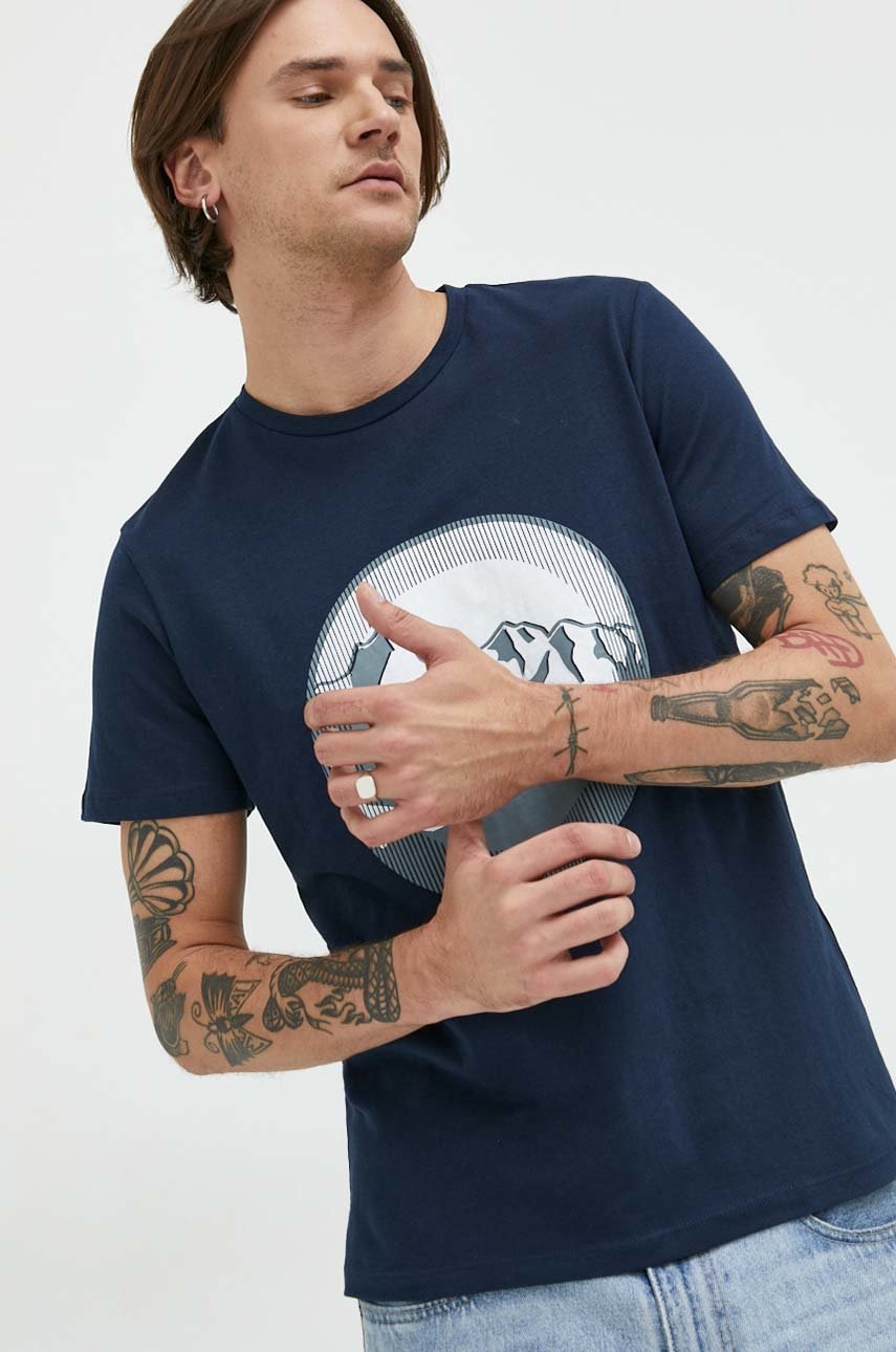 

бавовняна футболка Jack & Jones колір синій з принтом