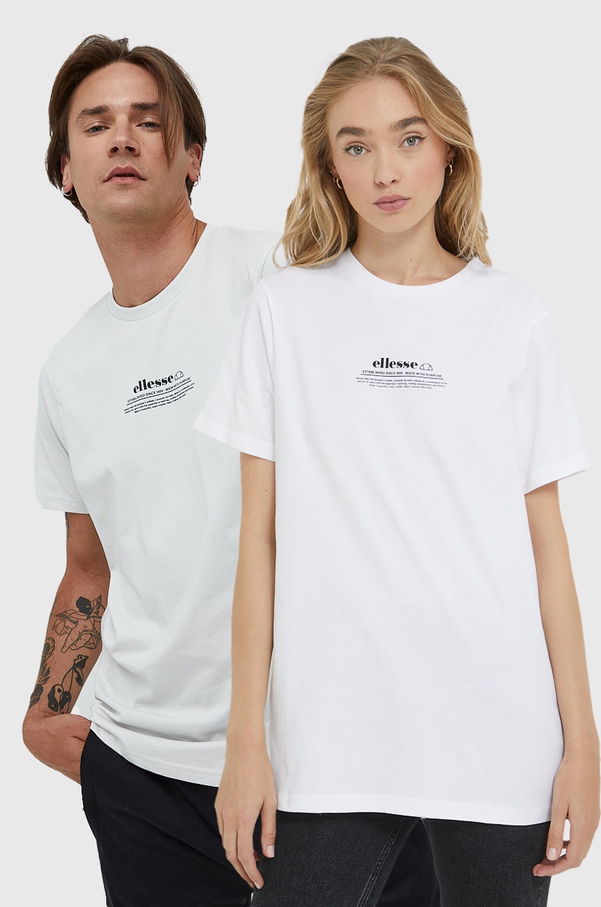 

Памучна тениска Ellesse в бяло с принт, Бял