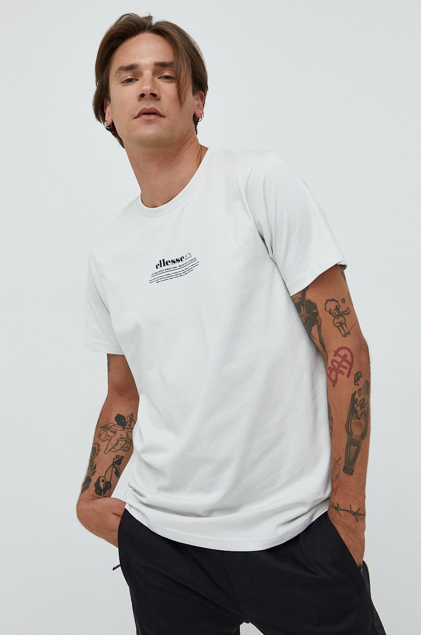

Памучна тениска Ellesse в сиво с принт, Сив