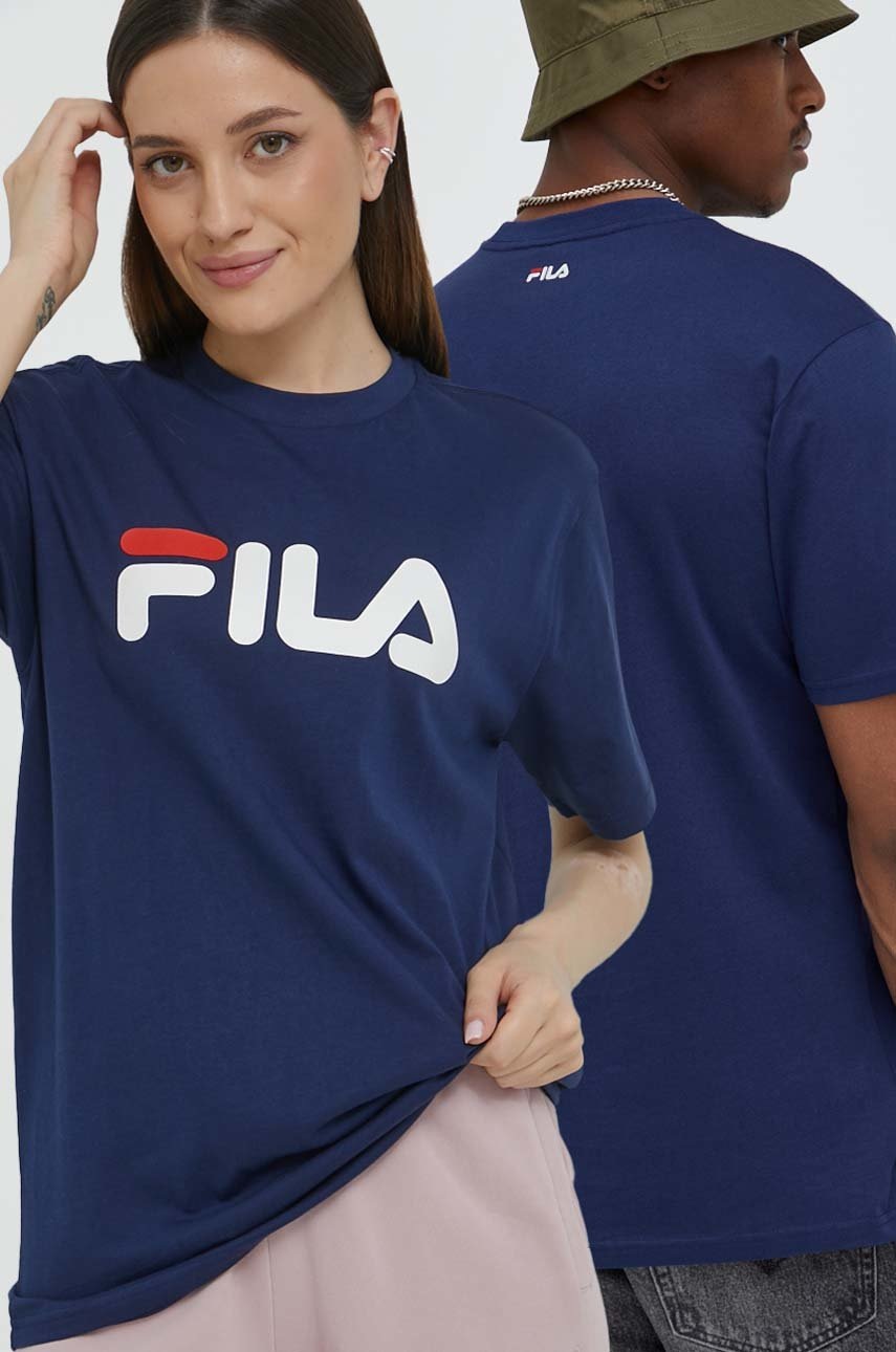 

Памучна тениска Fila в тъмносиньо с принт, Тъмносин