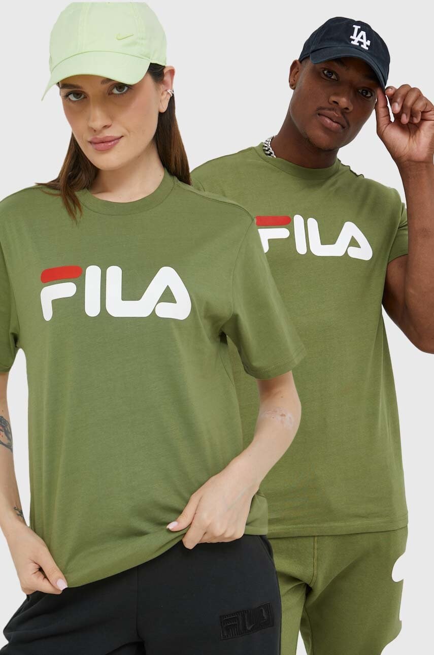 

Хлопковая футболка Fila цвет зелёный с принтом