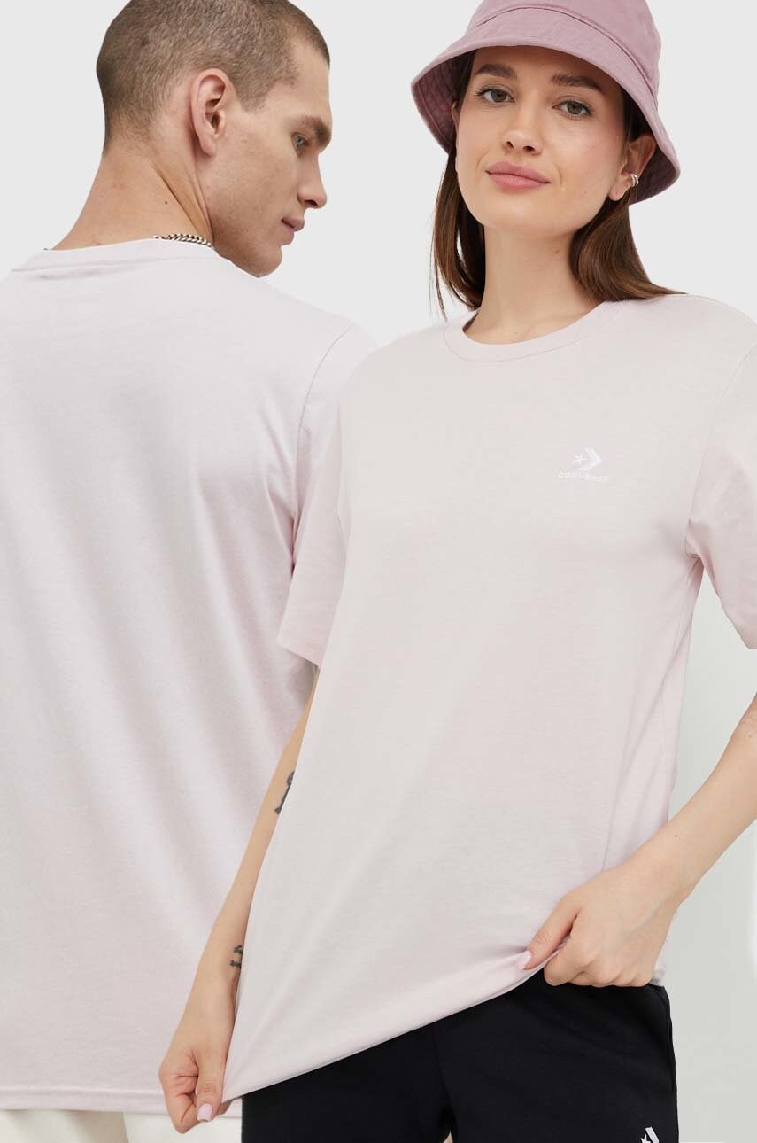 Converse tricou din bumbac culoarea roz, neted