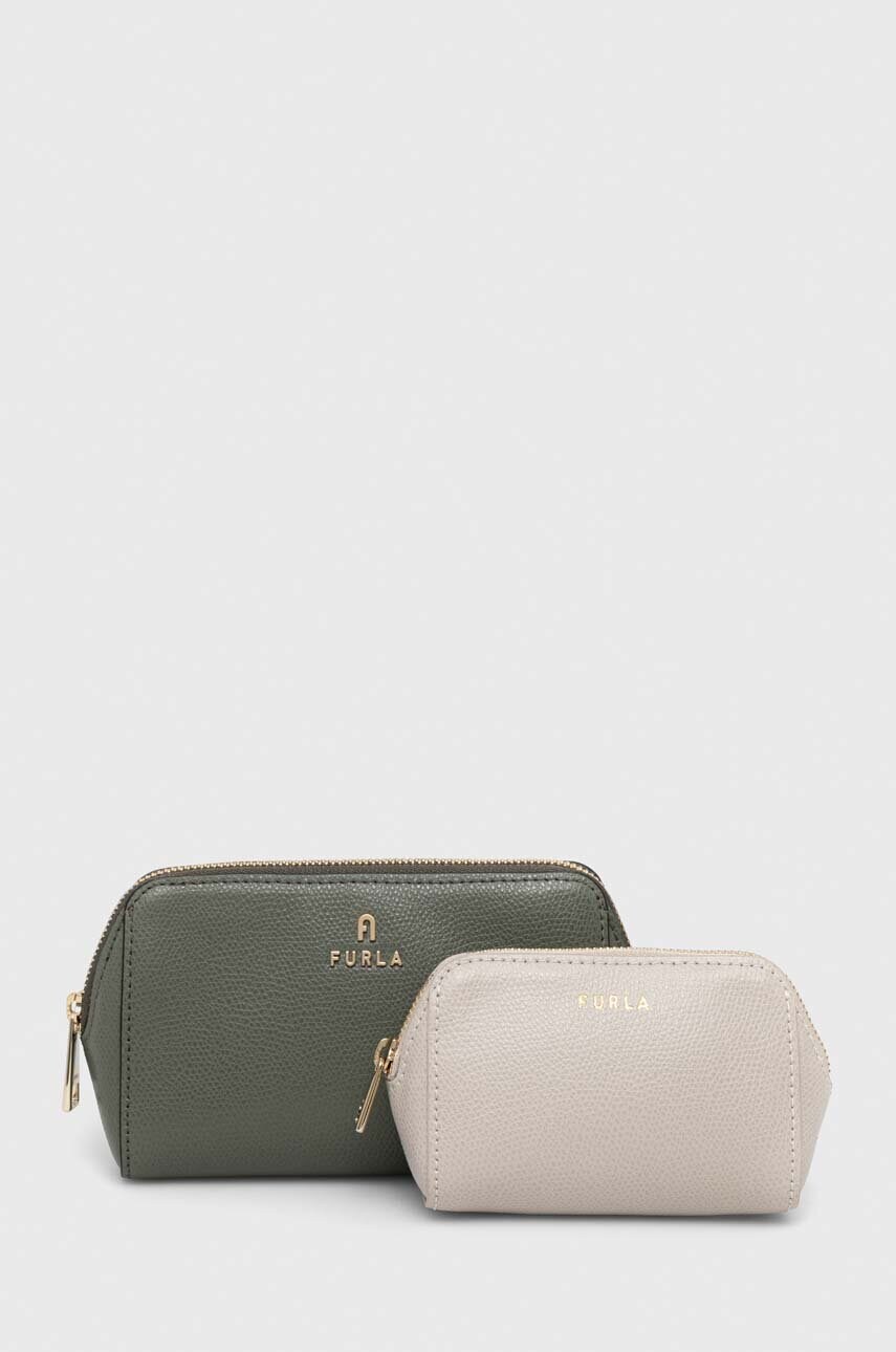 

Шкіряна косметичка Furla 2-pack колір зелений