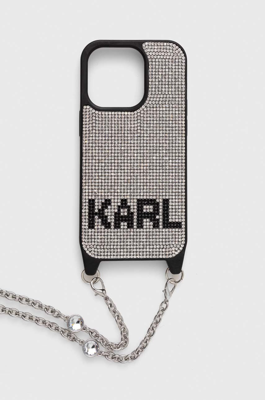 Obal na telefon Karl Lagerfeld Iphone 14 pro stříbrná barva - stříbrná - 40 % Polykarbonát