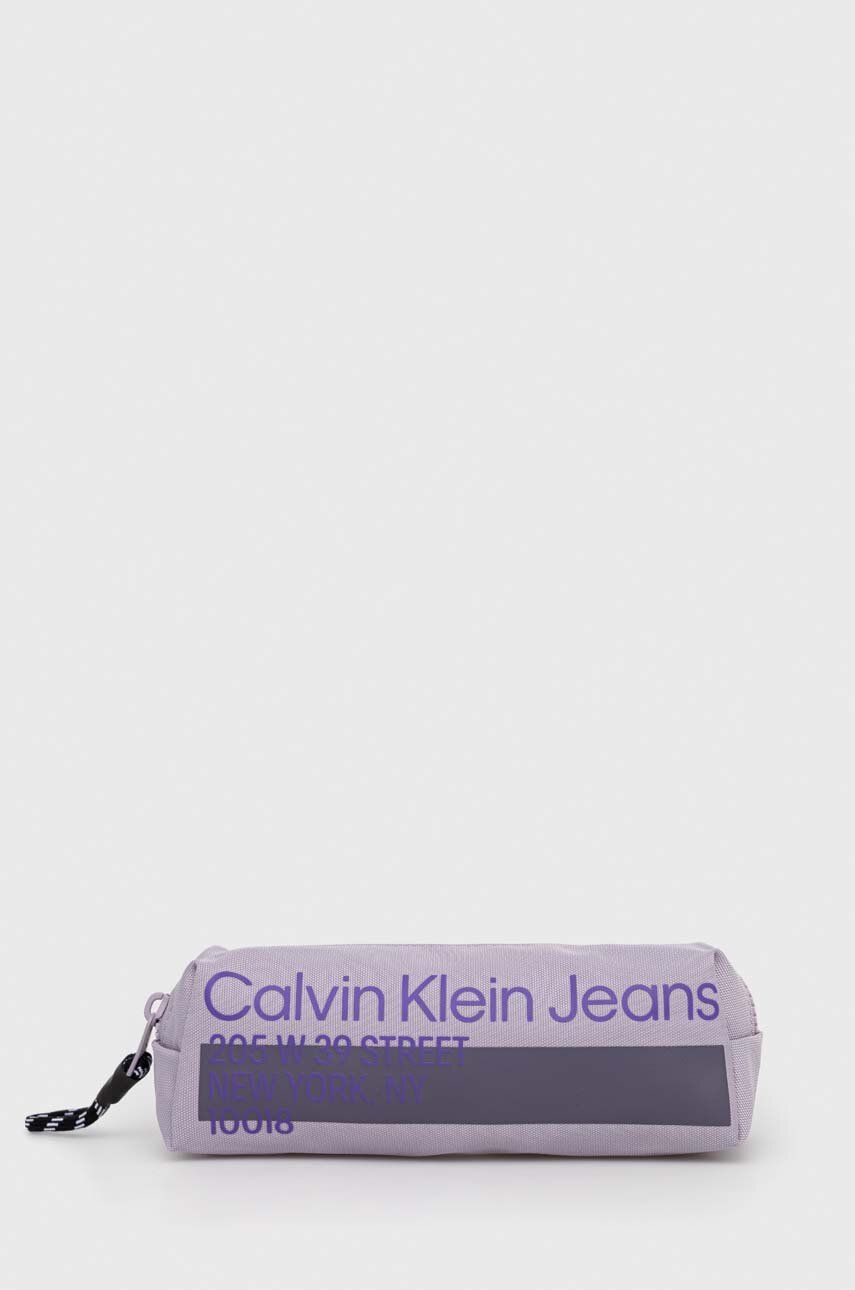 Penál Calvin Klein Jeans fialová barva - fialová -  100 % Recyklovaný polyester