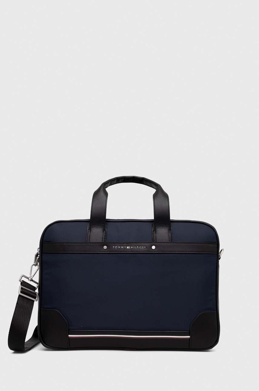 Taška na notebook Tommy Hilfiger tmavomodrá barva - námořnická modř -  85 % Recyklovaný polyest