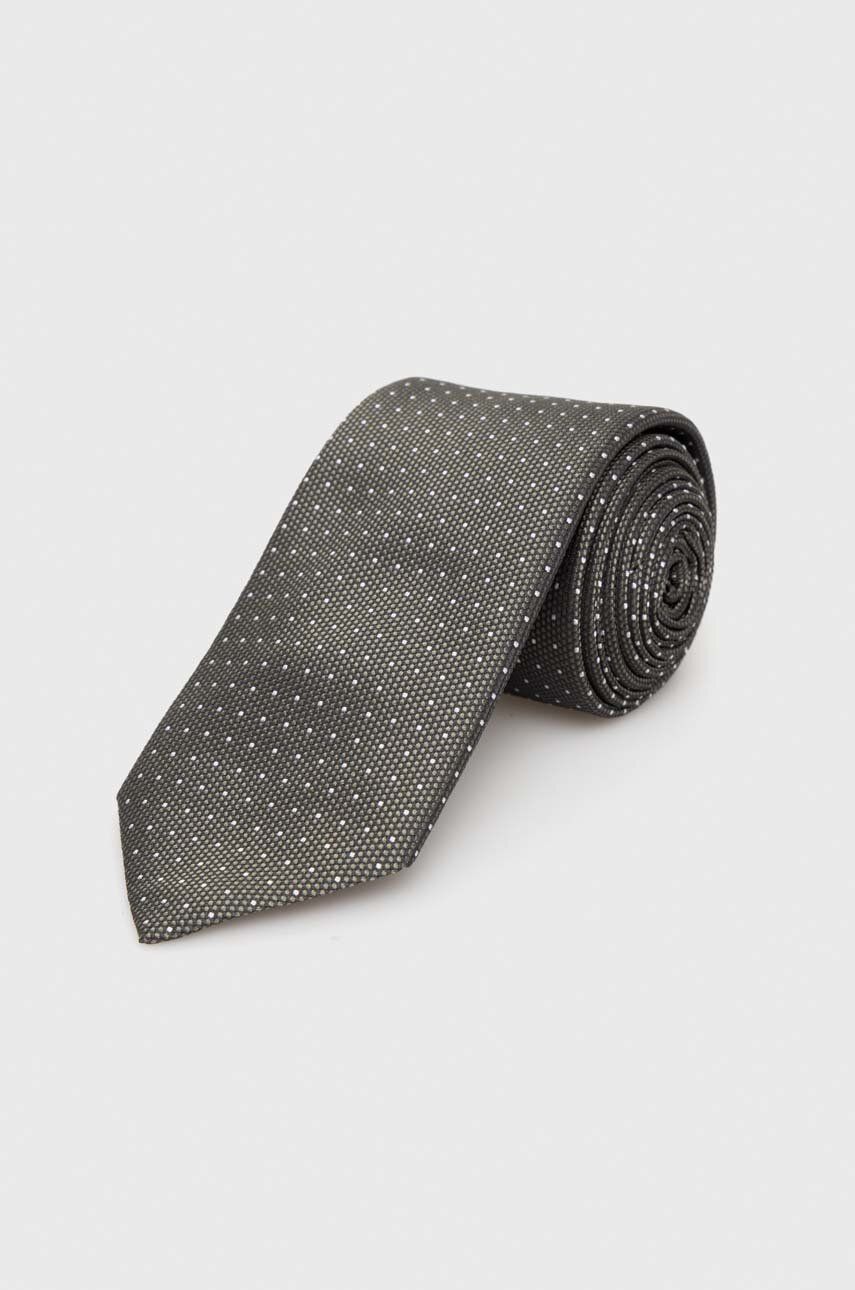 Hedvábná kravata BOSS zelená barva - zelená -  100 % Hedvábí