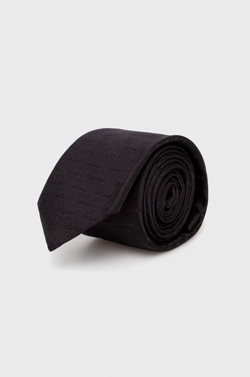 Levně Hedvábná kravata HUGO černá barva, 50494277