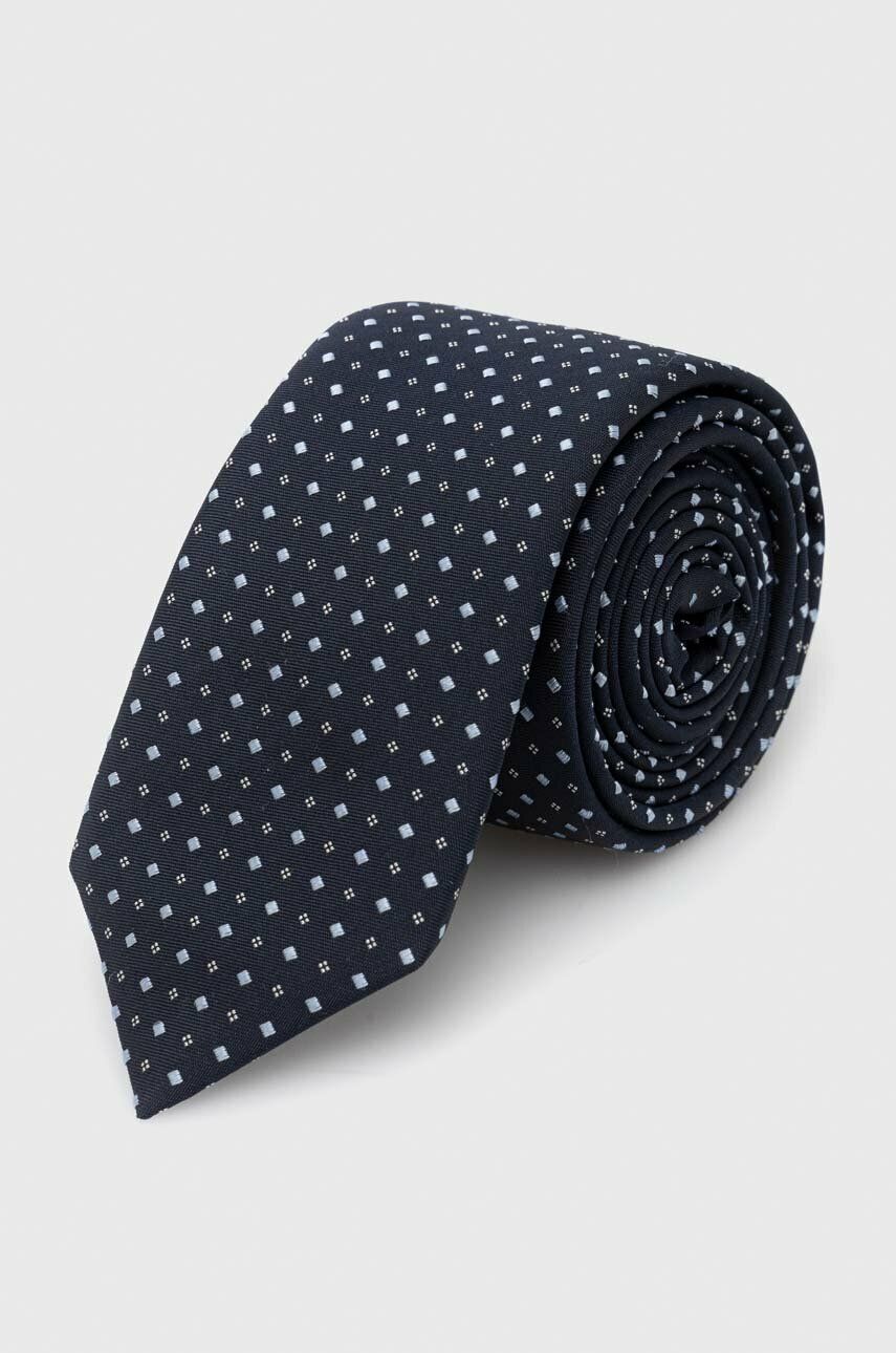 Hedvábná kravata HUGO - námořnická modř -  52 % Hedvábí